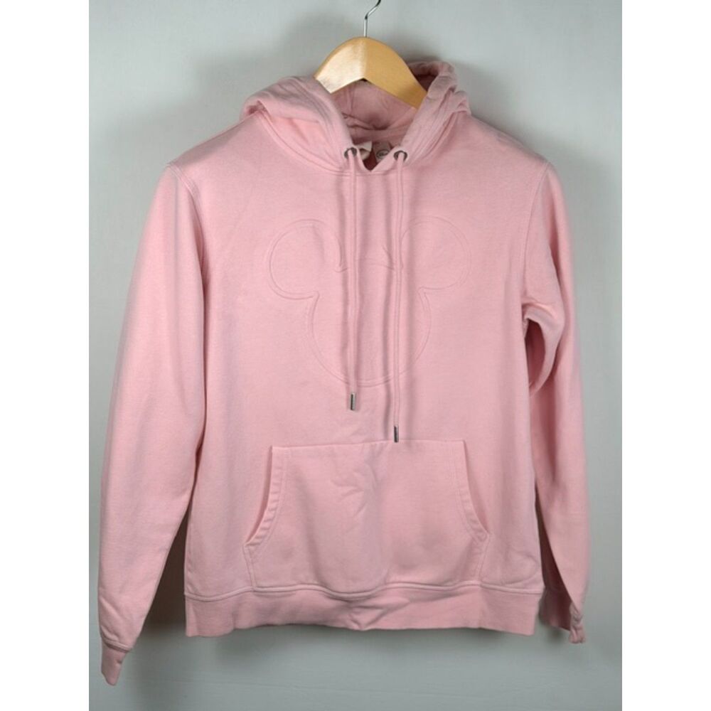 Disney Mickey Mouse Hoodie Pink Womens XS H&M Embossed Pullover